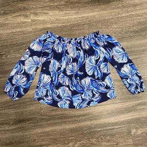 Lilly Pulitzer Long Sleeve Off-the-shoulder Top, Size Medium